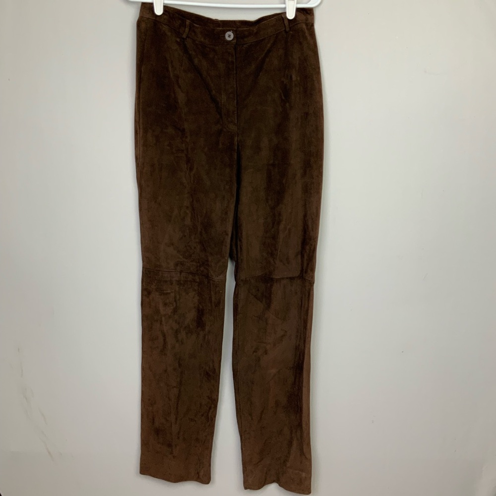 Peruvian Connection Sz 10 Brown Suede Leather Straight Leg Lined Riding Pants‎